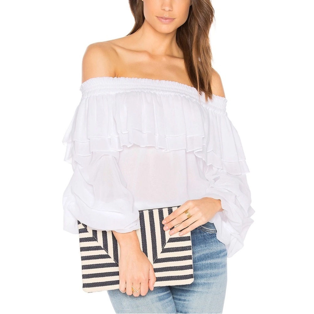 Misa White Off-Shoulder Ruffle Top-Size M